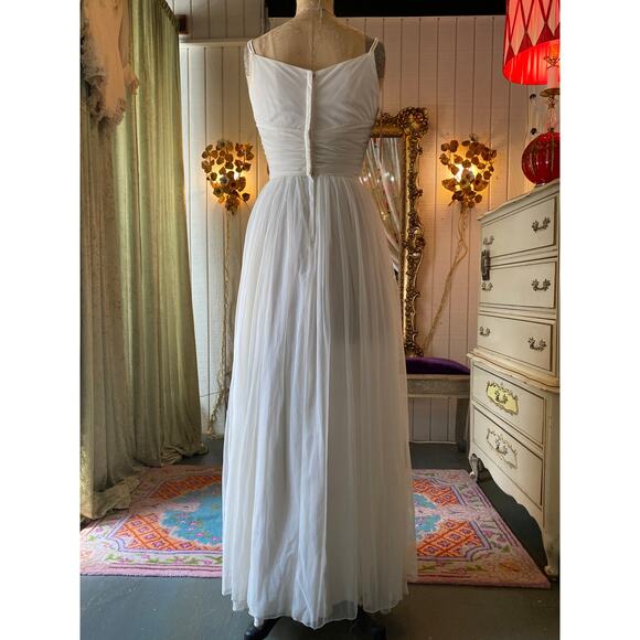 vintage 1960s white sequin and chiffon gown xs iridescent prom wedding formal 60 - Picture 9 of 12